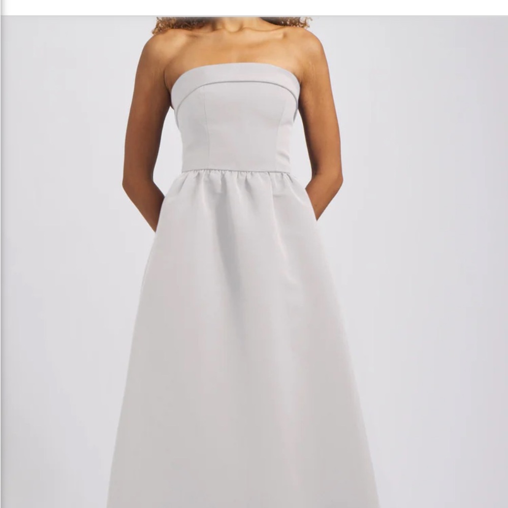Amsale Strapless Light Gray Dress